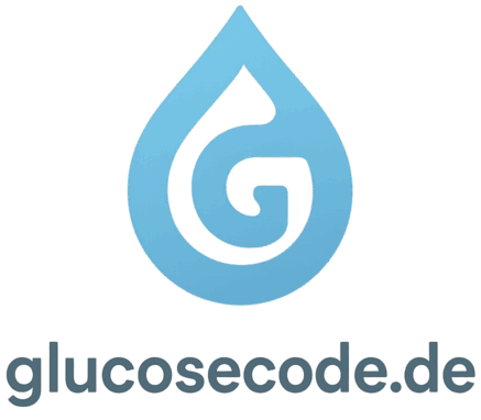 Logo von GlucoseCode mit stilisiertem Tropfen und Schriftzug, der sich auf Diabetes und Blutzuckermessung bezieht. | © GlucoseCode