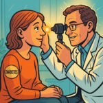 Ein Arzt untersucht die Augen einer Patientin mit Diabetes, um ihre Gesundheit zu kontrollieren. | © Name