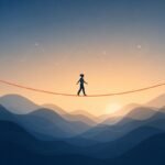 Eine Person balanciert auf einem Seil, symbolisierend das Gleichgewicht bei Blutzucker und Diabetes-Management. | © GlucoseCode